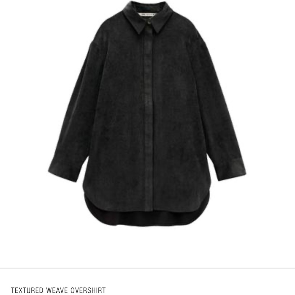 Zara Black Textured Weave Overshirt